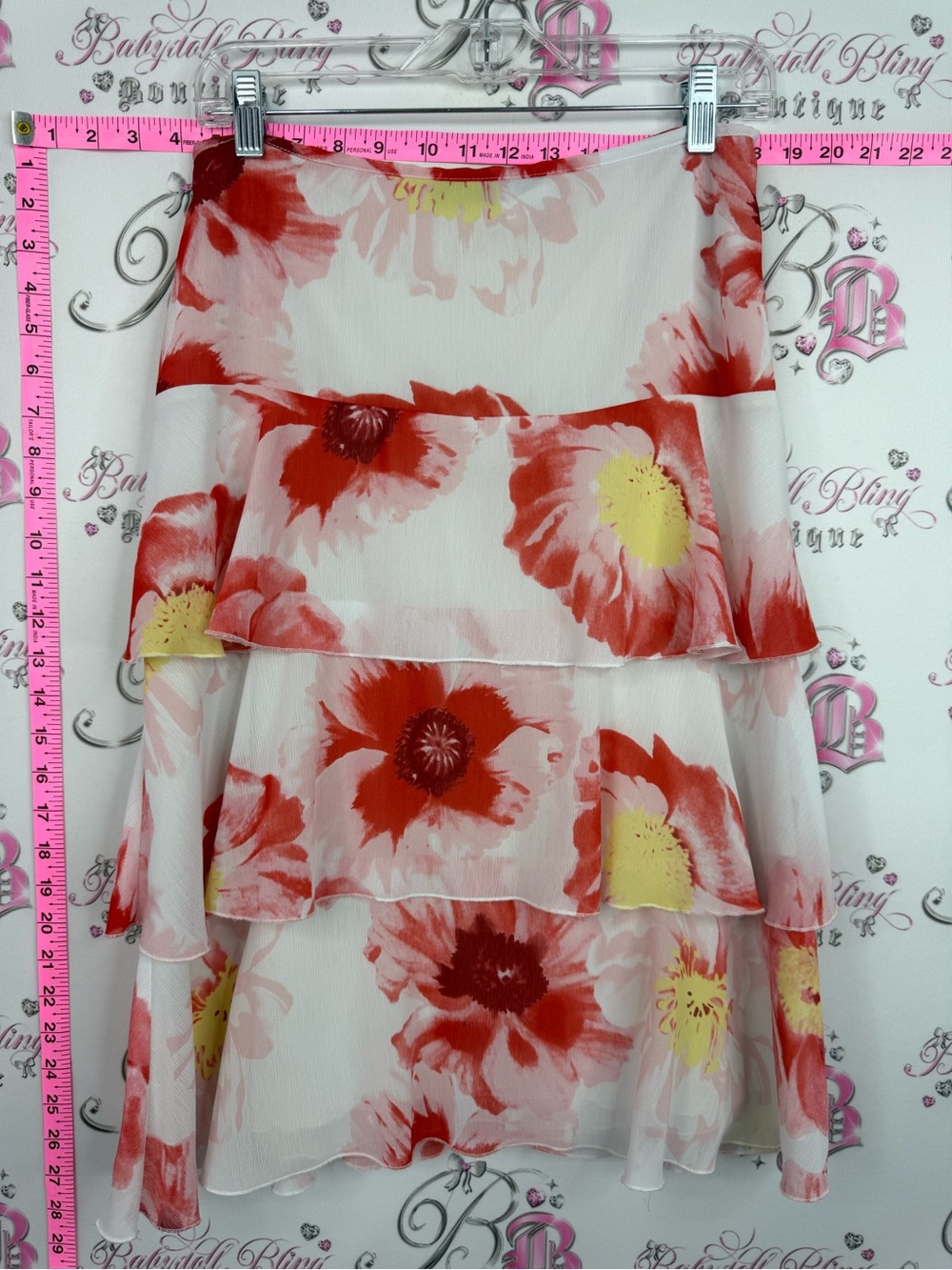 Mexx skirt Tiered Floral Chiffon Skirt in Red, Yellow and White